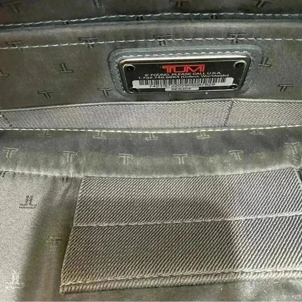Tumi canvas and leather trim briefcase travel career commuter bag